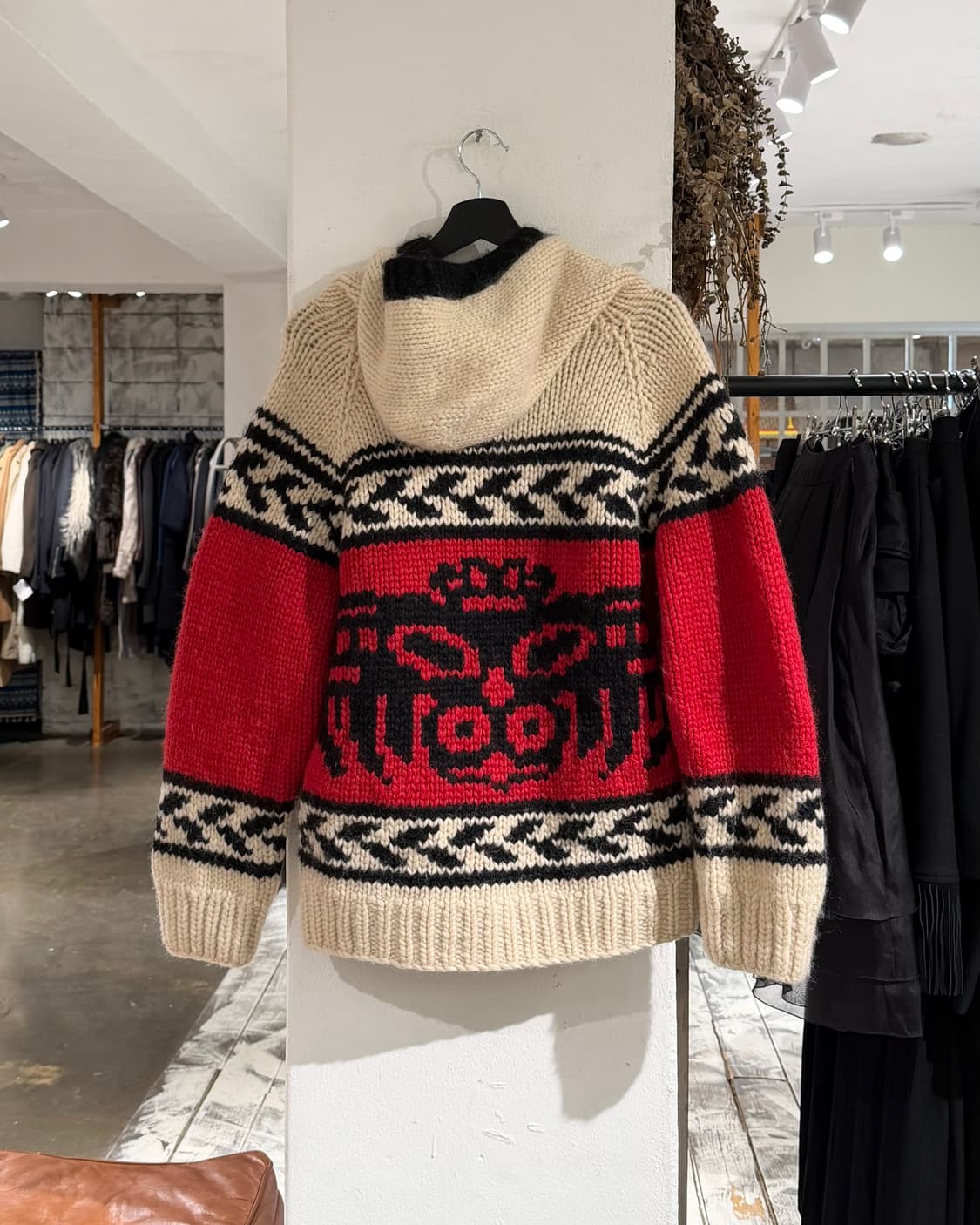 카나타 아이보리 레드 코위찬 후디 스웨터 집업 상품이미지6