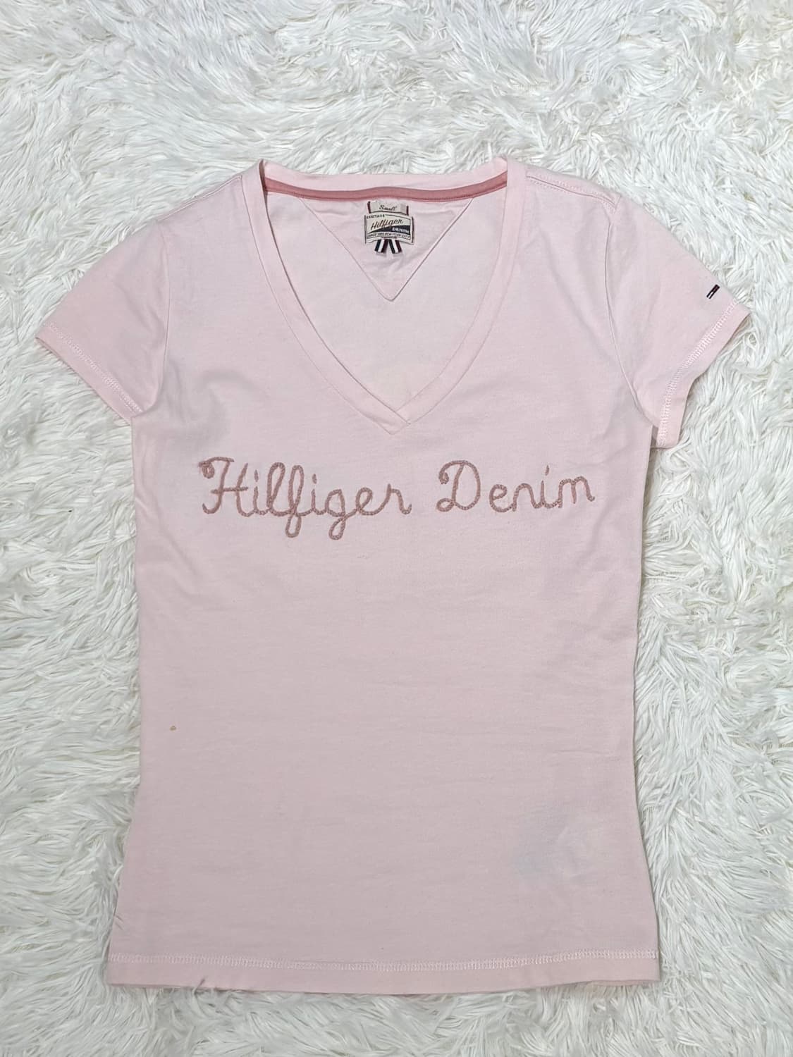 타미힐피거 빅로고 베이비핑크 딱붙 반팔 상품이미지3