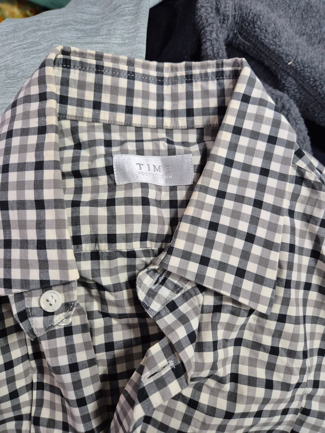 time 체크무늬 긴팔 남방 셔츠 상품이미지3