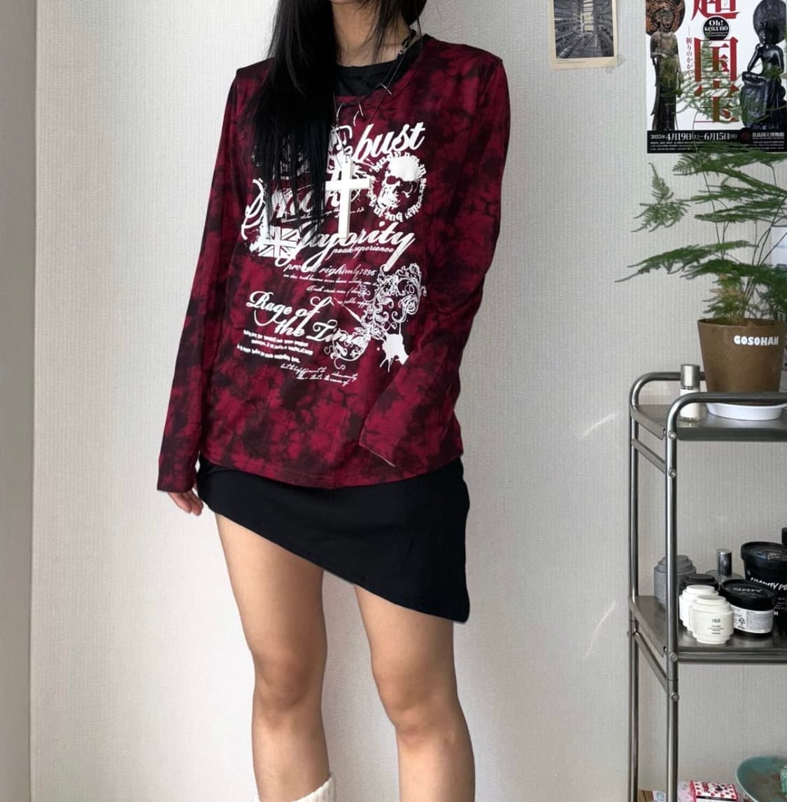 Beaumere 펑크 스컬 비대칭 롱슬리브 상품이미지1