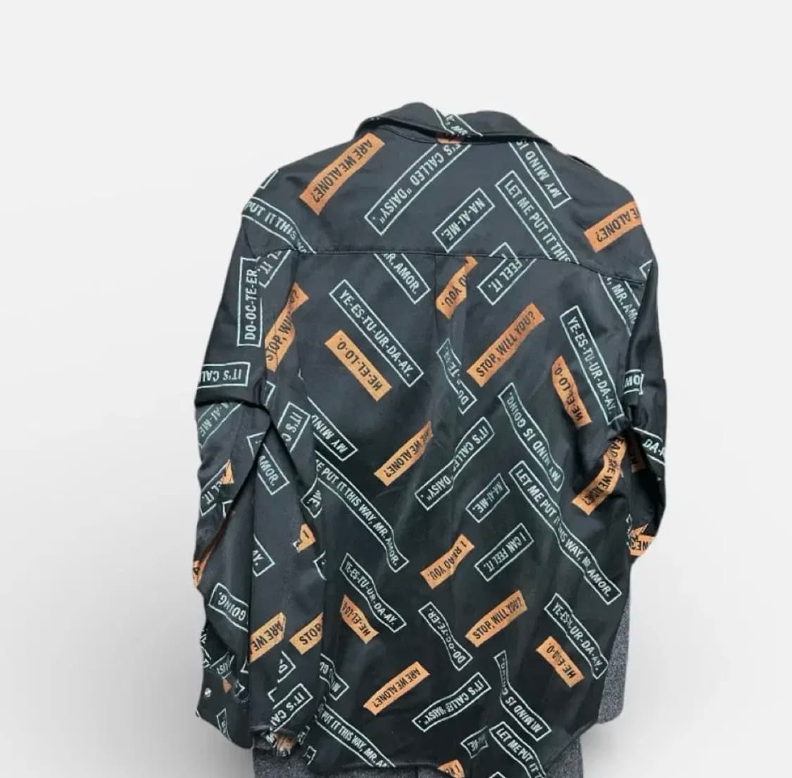 커스텀멜로우 프린팅 패턴 셔츠 블랙 상품이미지2