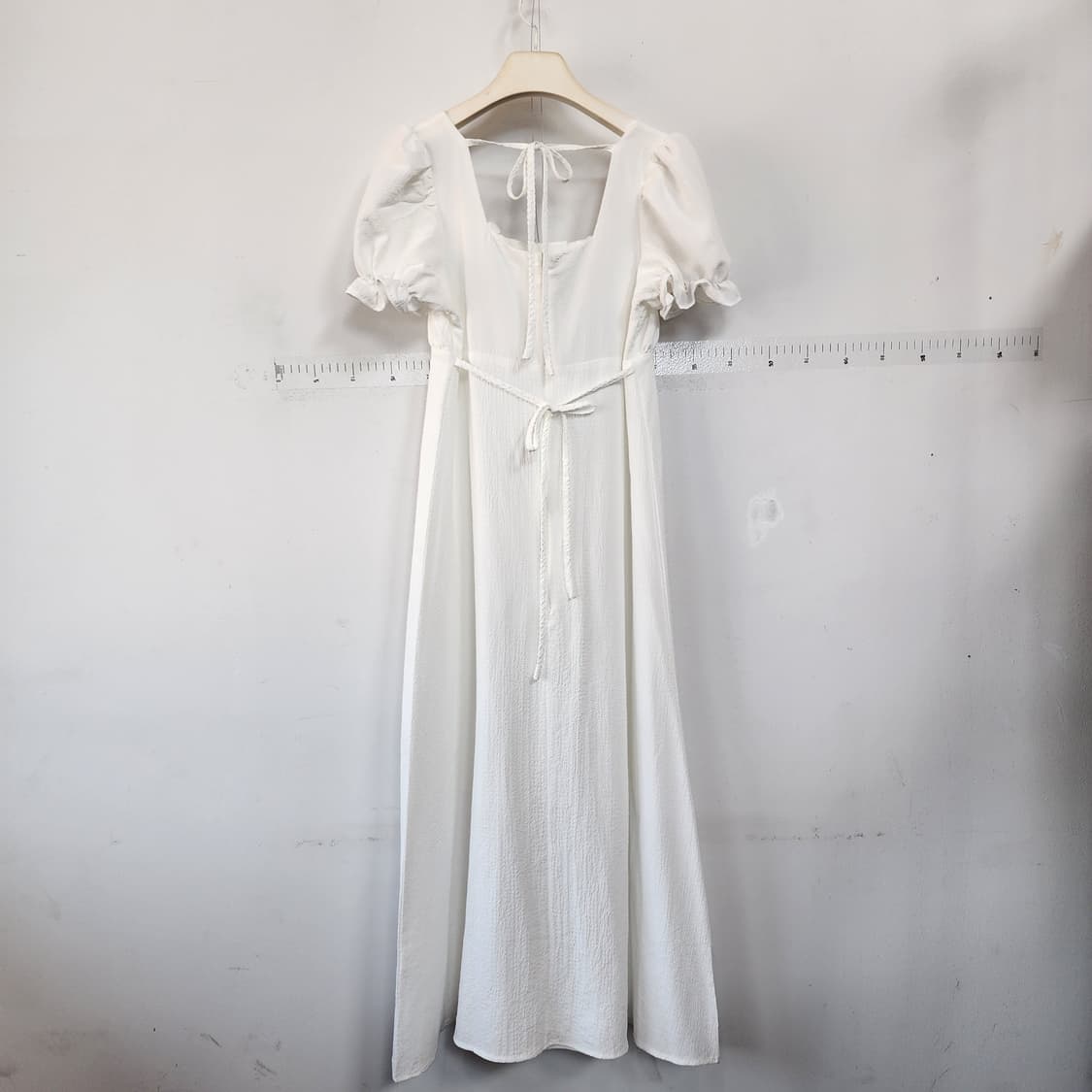 명품 화이트 롱 원피스 스퀘어넥 퍼프 반팔 상품이미지3