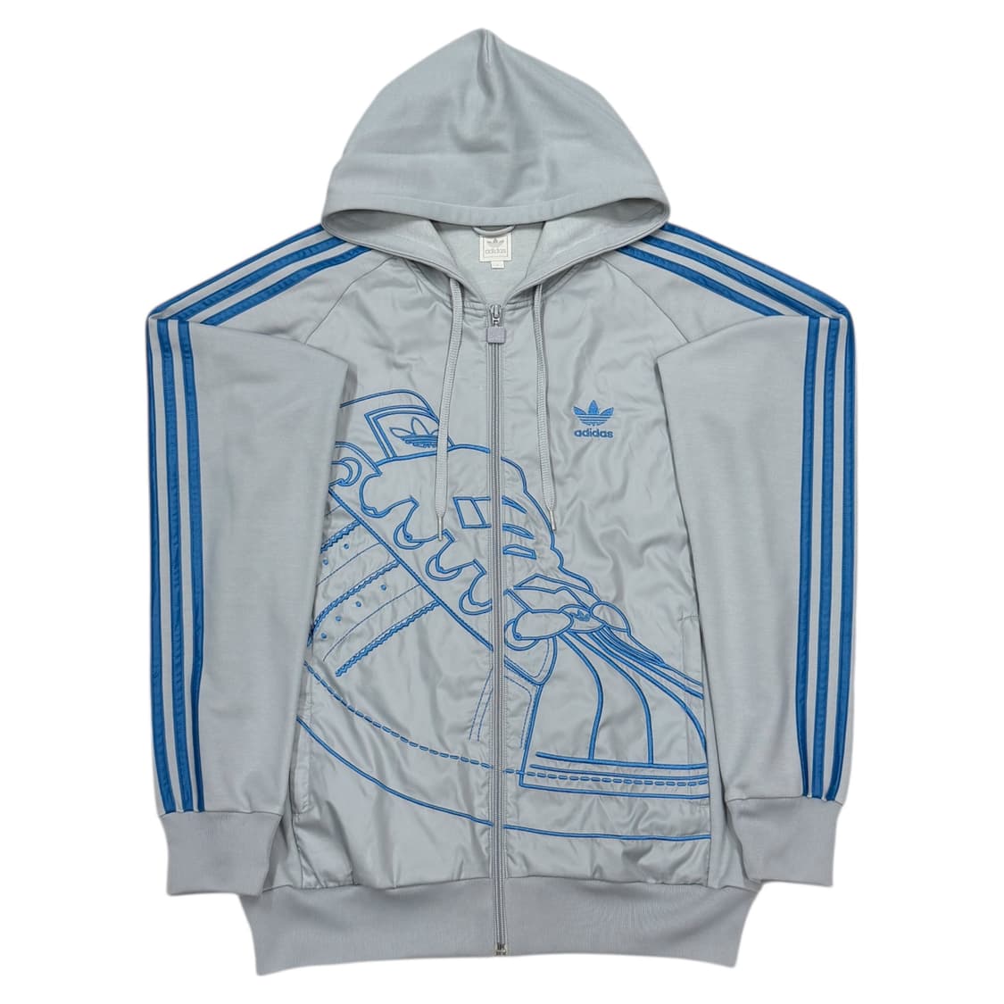 아디다스 빈티지 해외판 슈퍼스타 트랙탑 후드집업 자켓 L 라이트그레이 상품이미지1