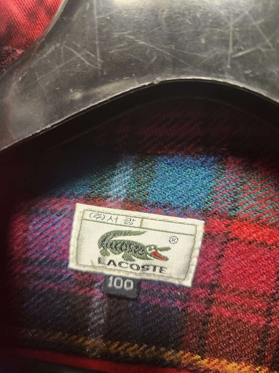 라코스테 90s 빈티지 레드체크 워크 스윙자켓 (실측 M정도) 상품이미지2