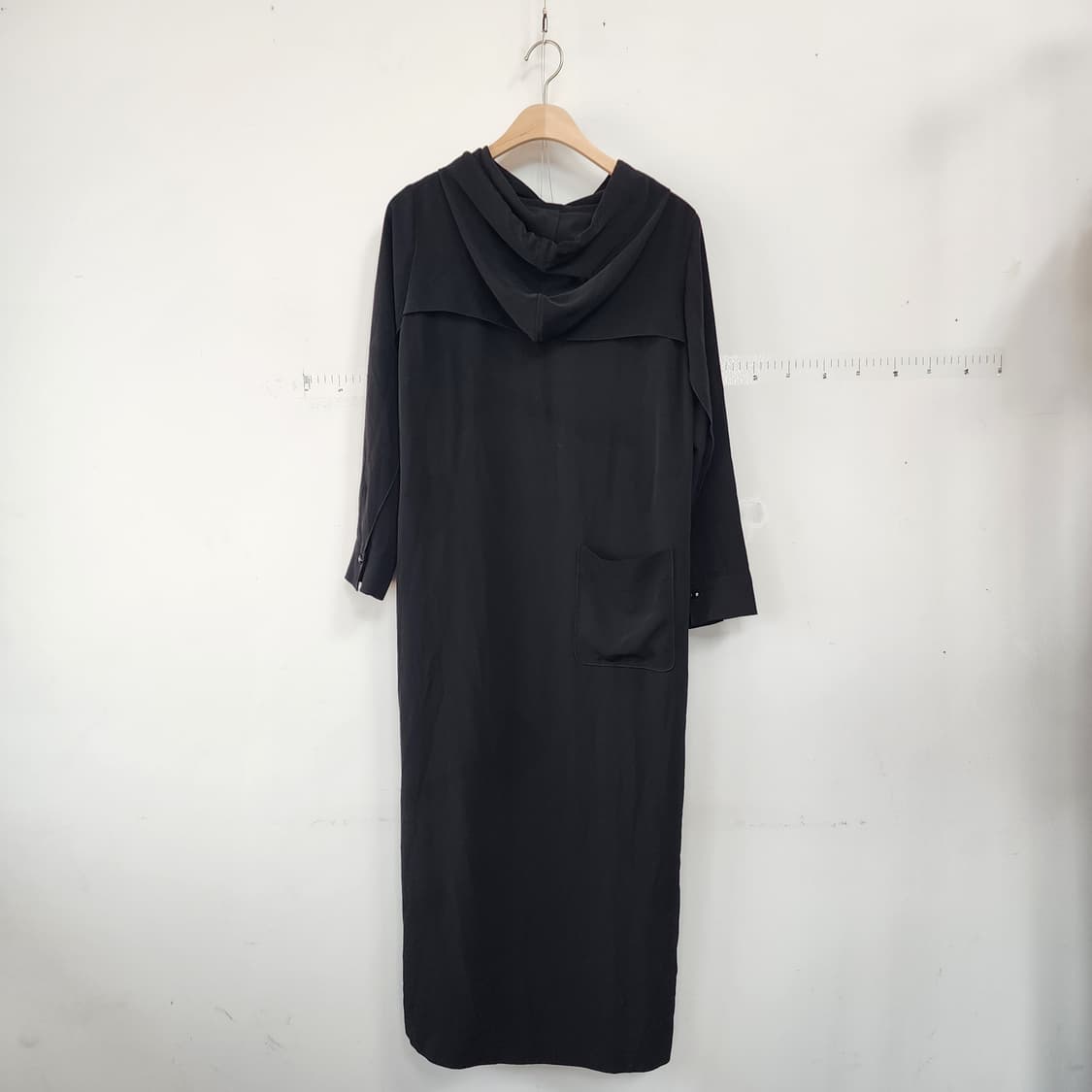 발렌시아 블랙 후드 롱 원피스 상품이미지5