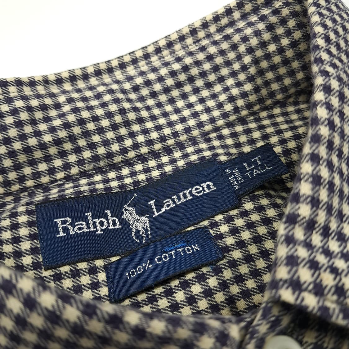 CL251 LT 폴로 90s 코튼 모노 마이크로체크 네이비베이지 셔츠  상품이미지4