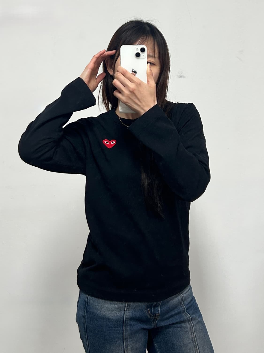 꼼데가르송 하트 와펜 롱슬리브 티셔츠 블랙 상품이미지1