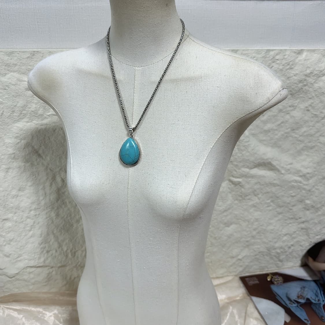 빈티지 박스체인 터키석 목걸이 상품이미지1