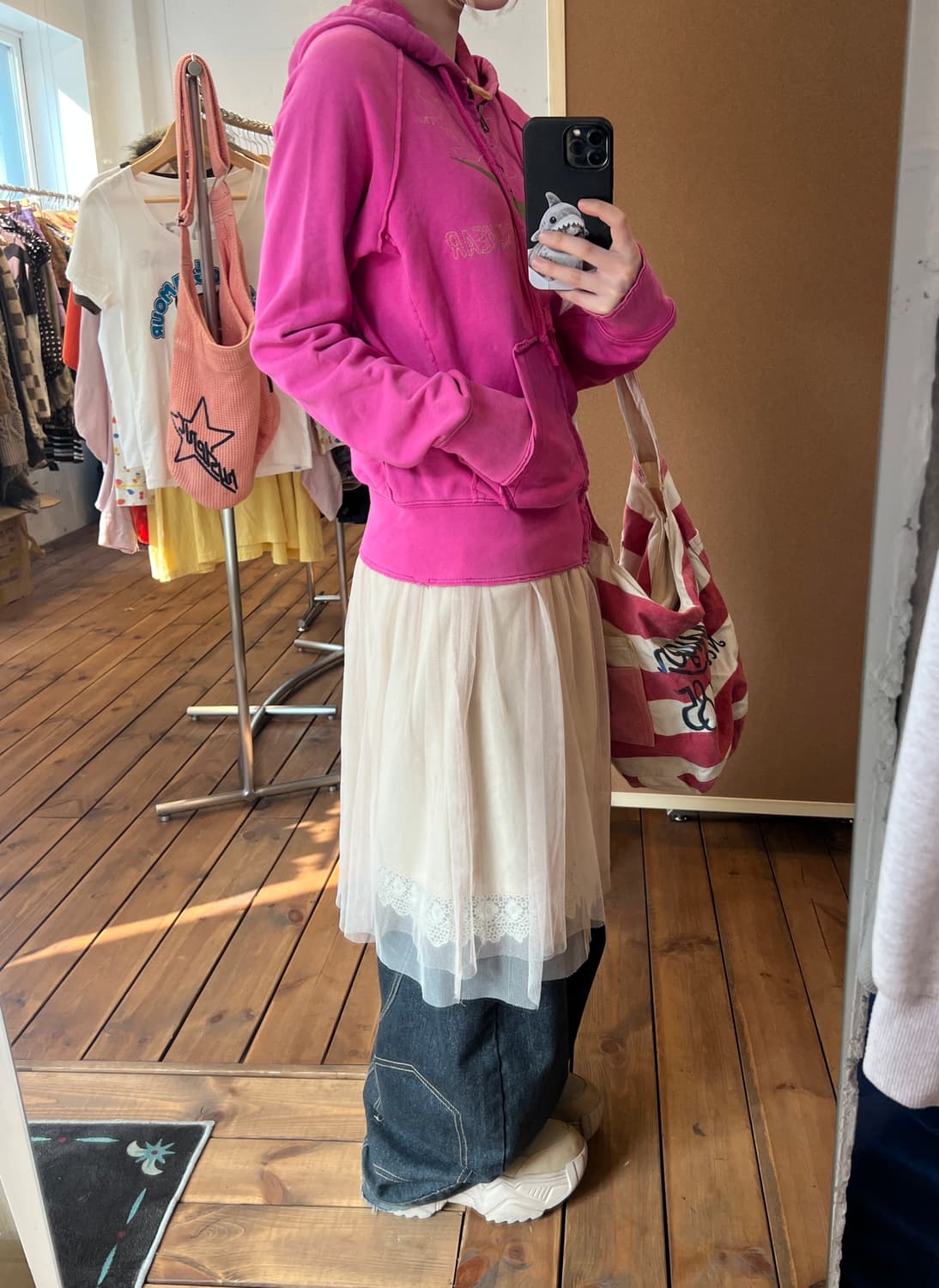 나이키 핫핑크 로고 후드집업 상품이미지5