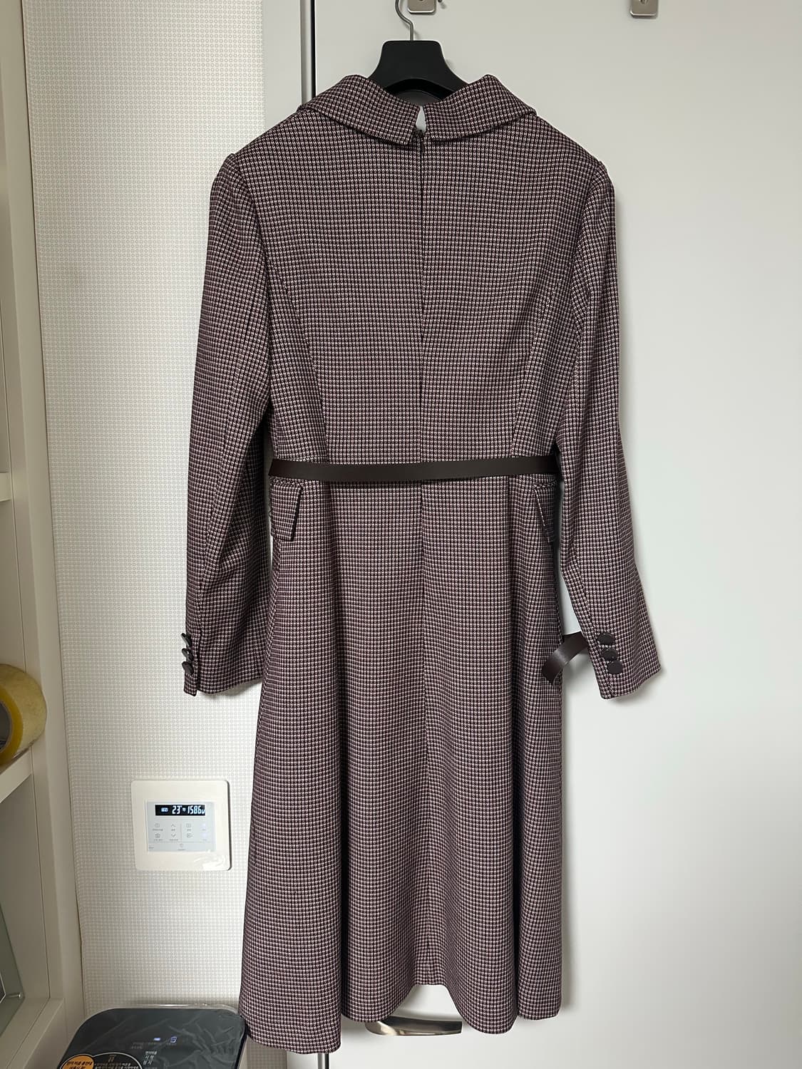 LINE 체크 패턴 롱 원피스 66사이즈 판매 상품이미지3