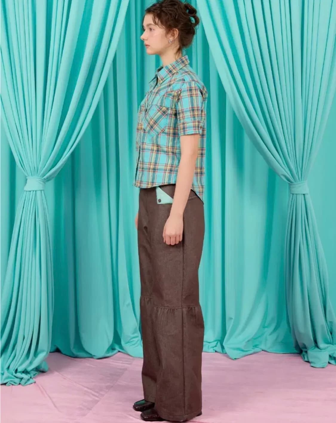 heretic 헤레틱 체크 쇼츠 슬리브 셔츠 상품이미지3