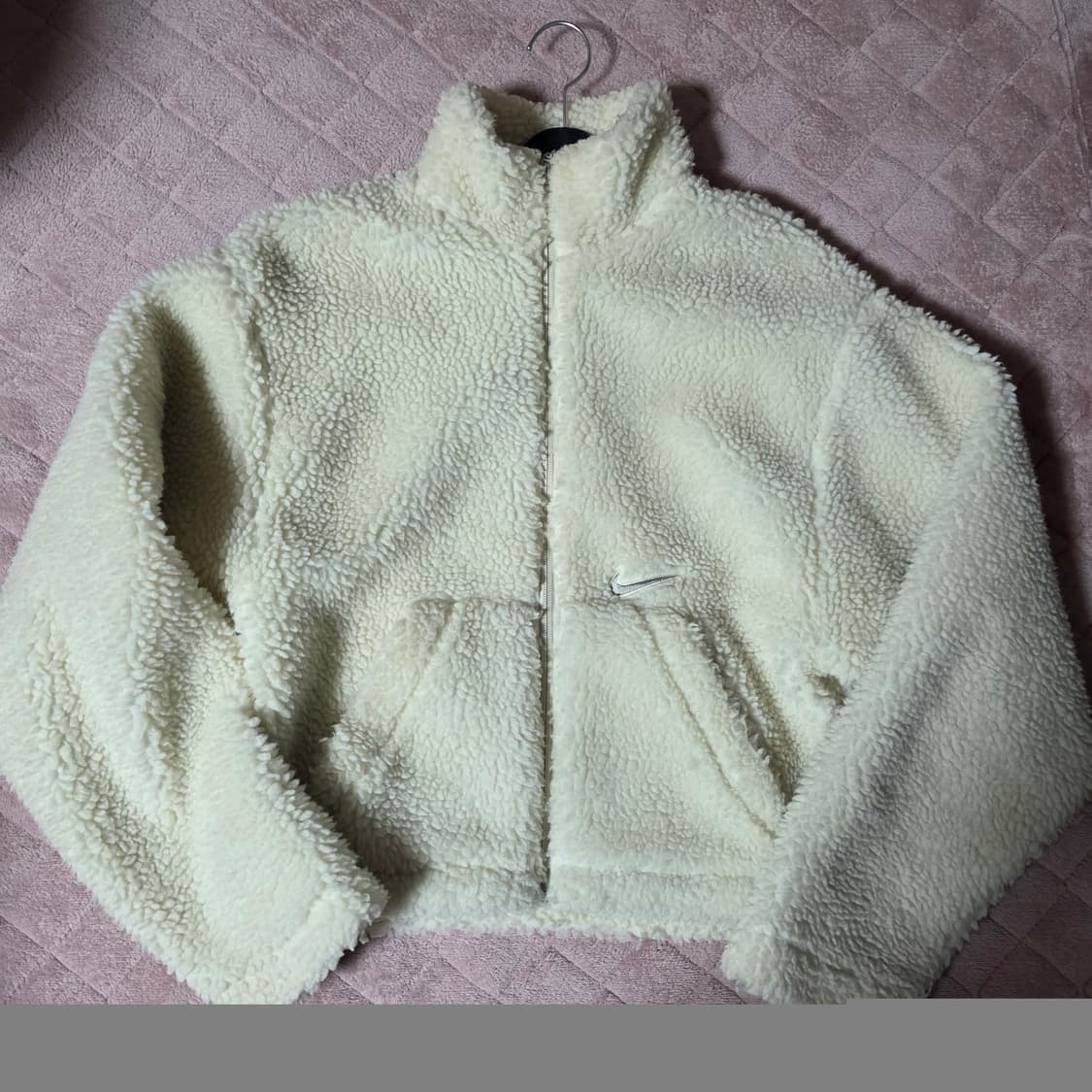 나이키 아이보리 뽀글이 플리스 후리스 크롭 집업 XS 상품이미지1