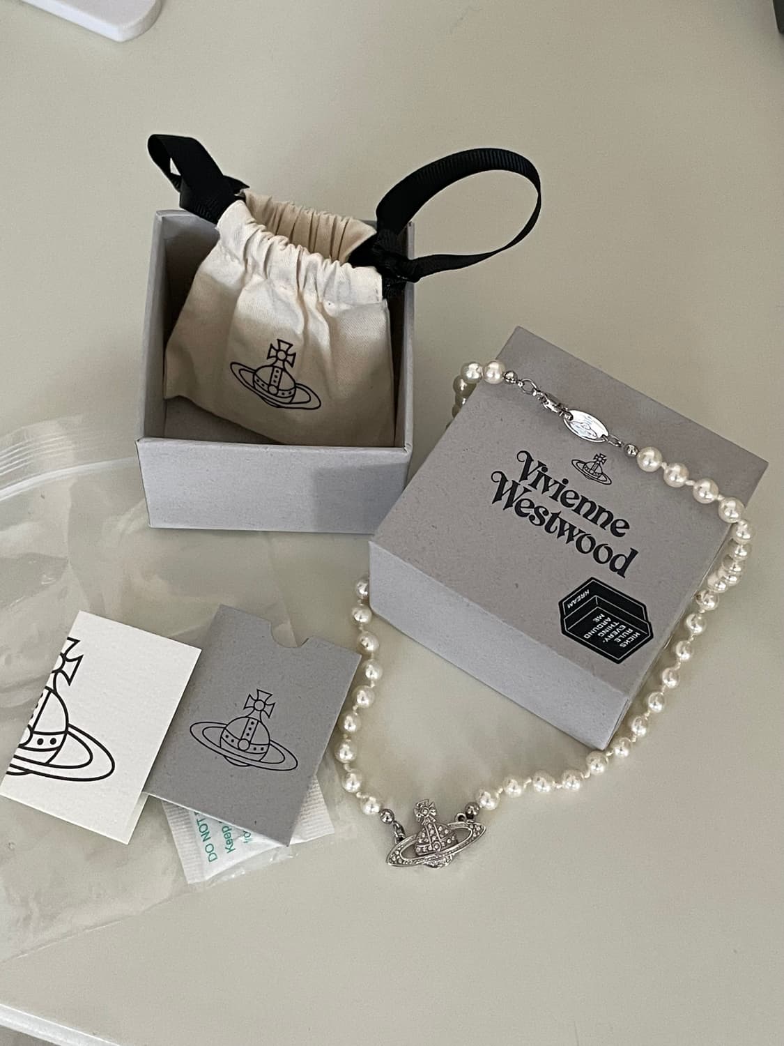 [풀박스] 비비안웨스트우드 미니 펄 바스 릴리프 네클리스 실버 상품이미지2