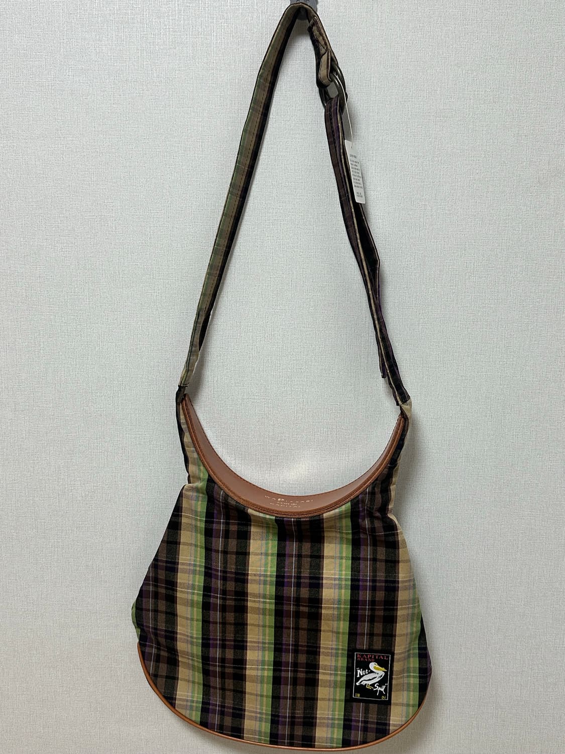 (새상품, 택o) Kapital 캐피탈 펠리컨 체크 숄더백 상품이미지2