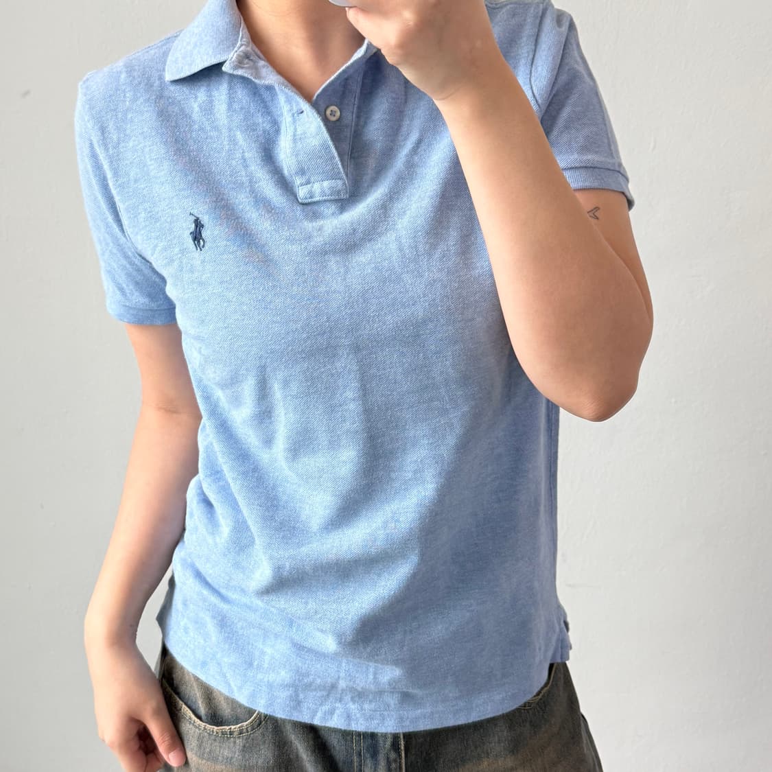 [S] 폴로 커스텀슬림핏 블루 카라티 상품이미지1