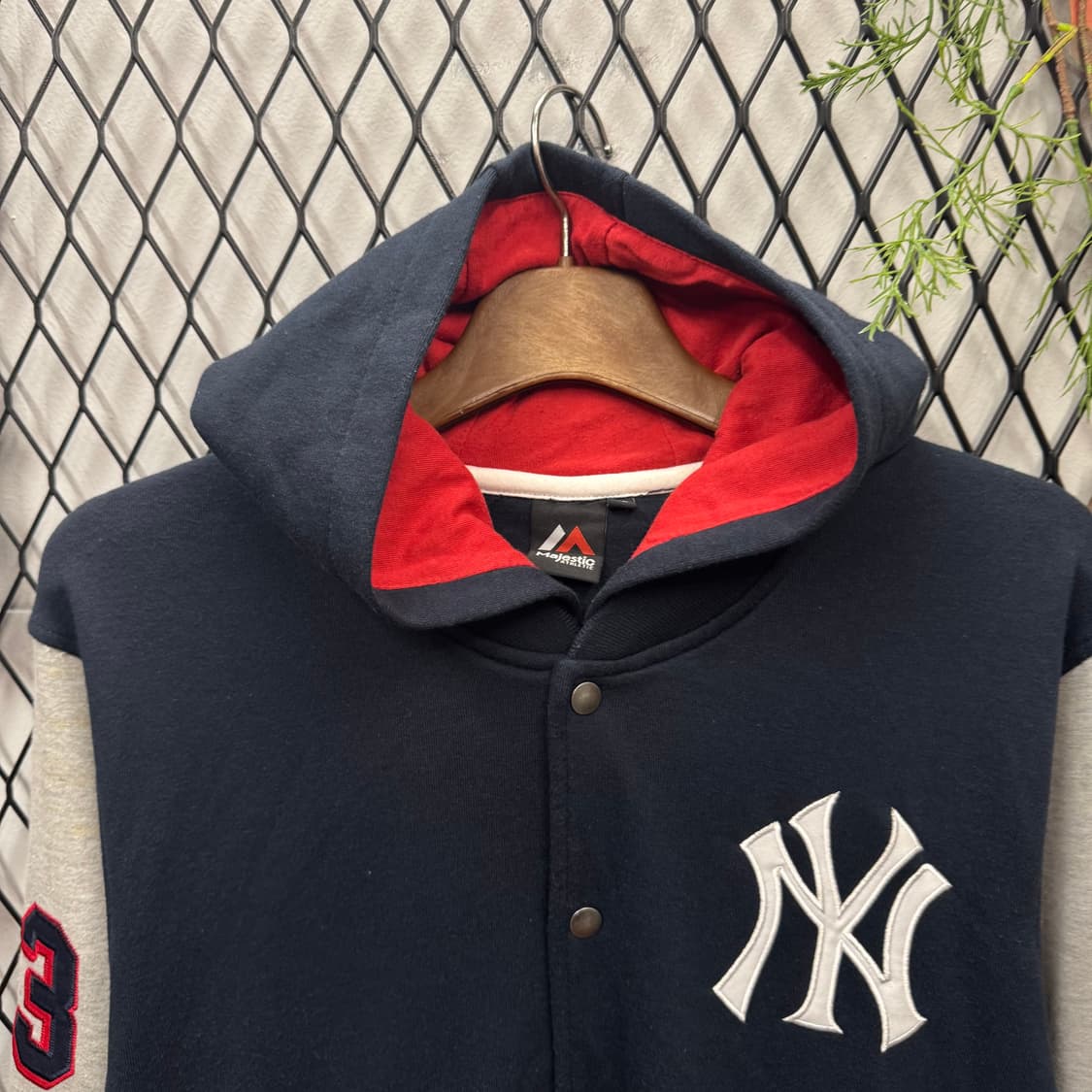 00s 마제스틱 뉴욕 양키스 후드 바시티 자켓 네이비 상품이미지3