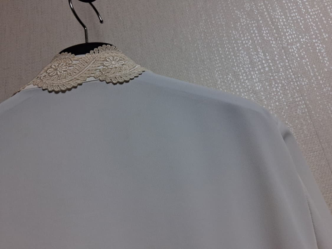일본구제 레이스장식 화이트 레트로 레이스블라우스 77 상품이미지6