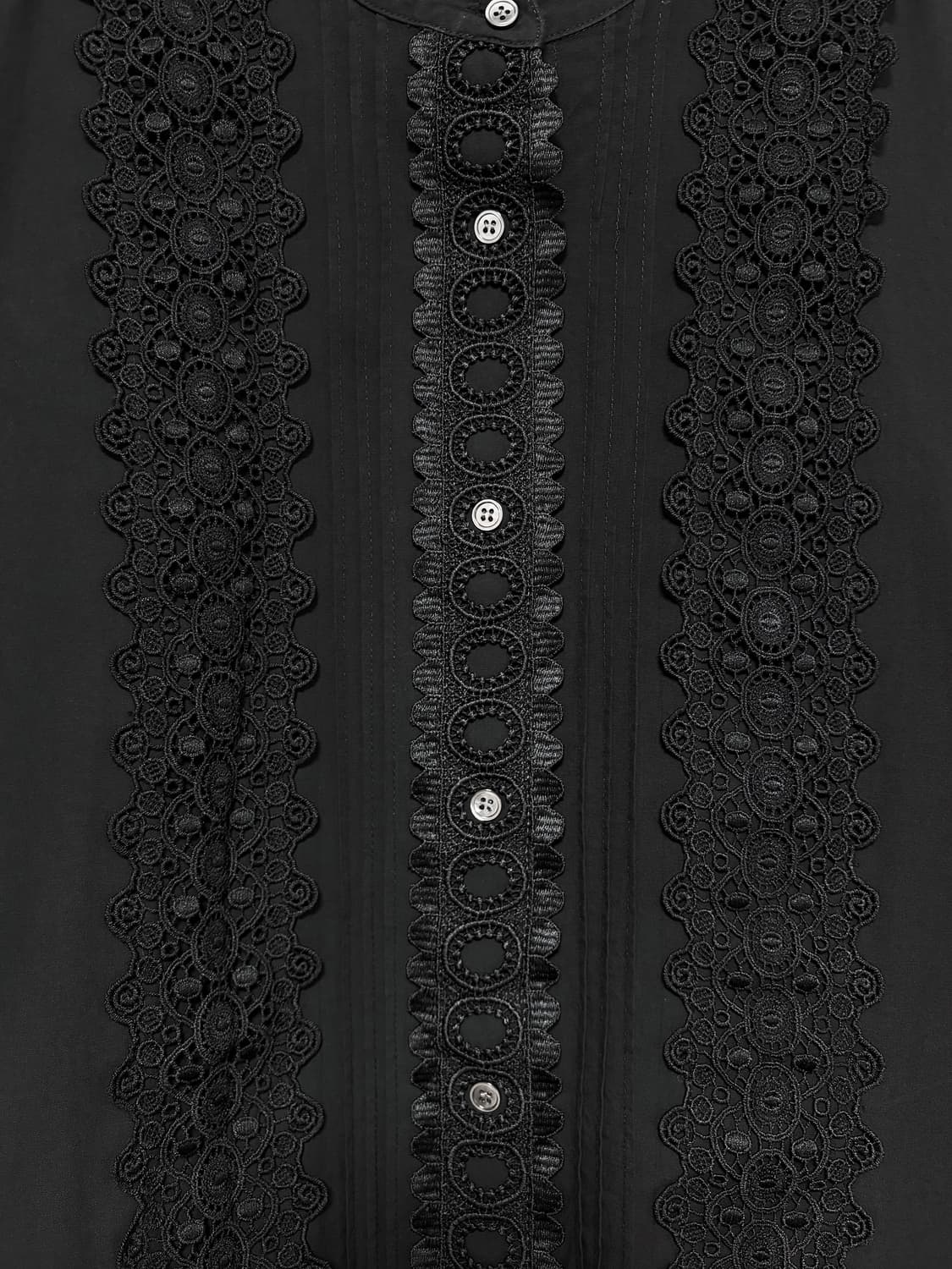 Lace Detail Volume Sleeve Shirt – Black 상품이미지6