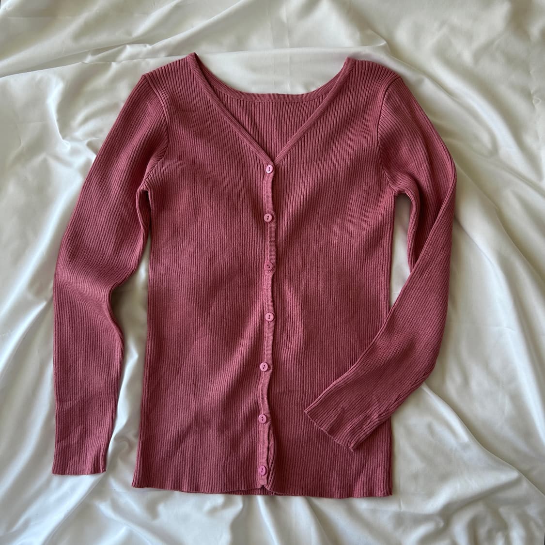 빈티지 핑크 골지 가디건 상품이미지6