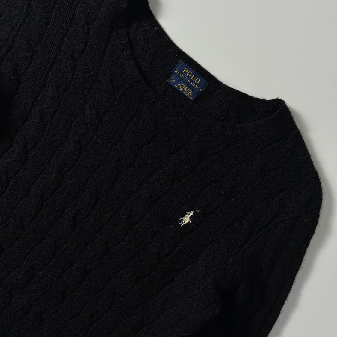 Polo  폴로 랄프로렌 자수 메리노울 블랙 꽈배기 니트 상품이미지3