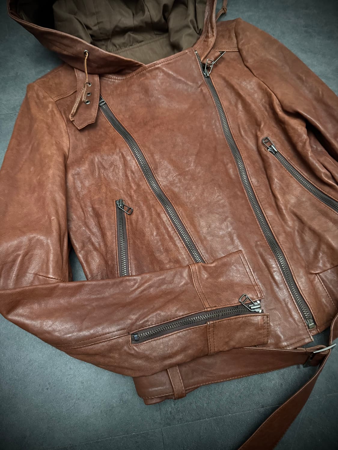 Real leather hoodie jacket 상품이미지3