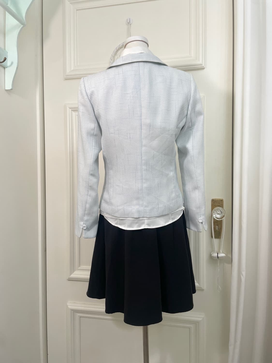 ice blue tweed ruffle spring jacket 상품이미지4