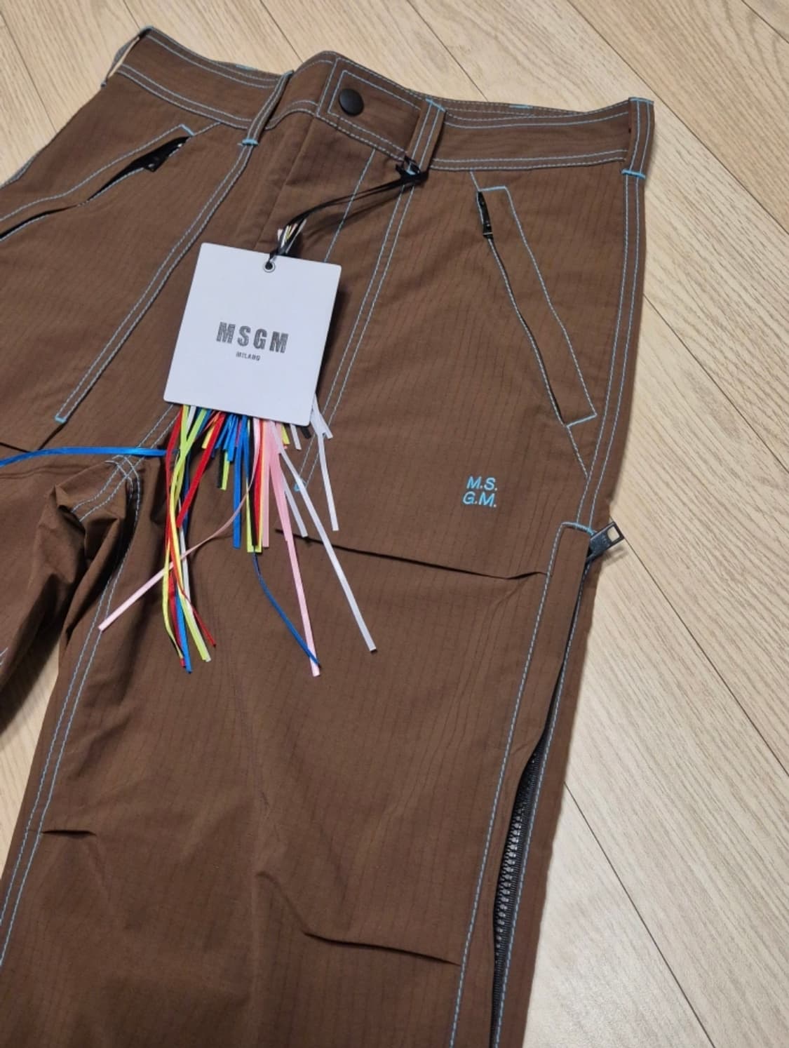 MSGM 브라운 립스탑 스트레이트 팬츠 상품이미지2