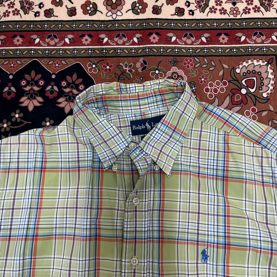 폴로 랄프로렌 남성 그린 체크 반팔 셔츠 XL/105 상품이미지2