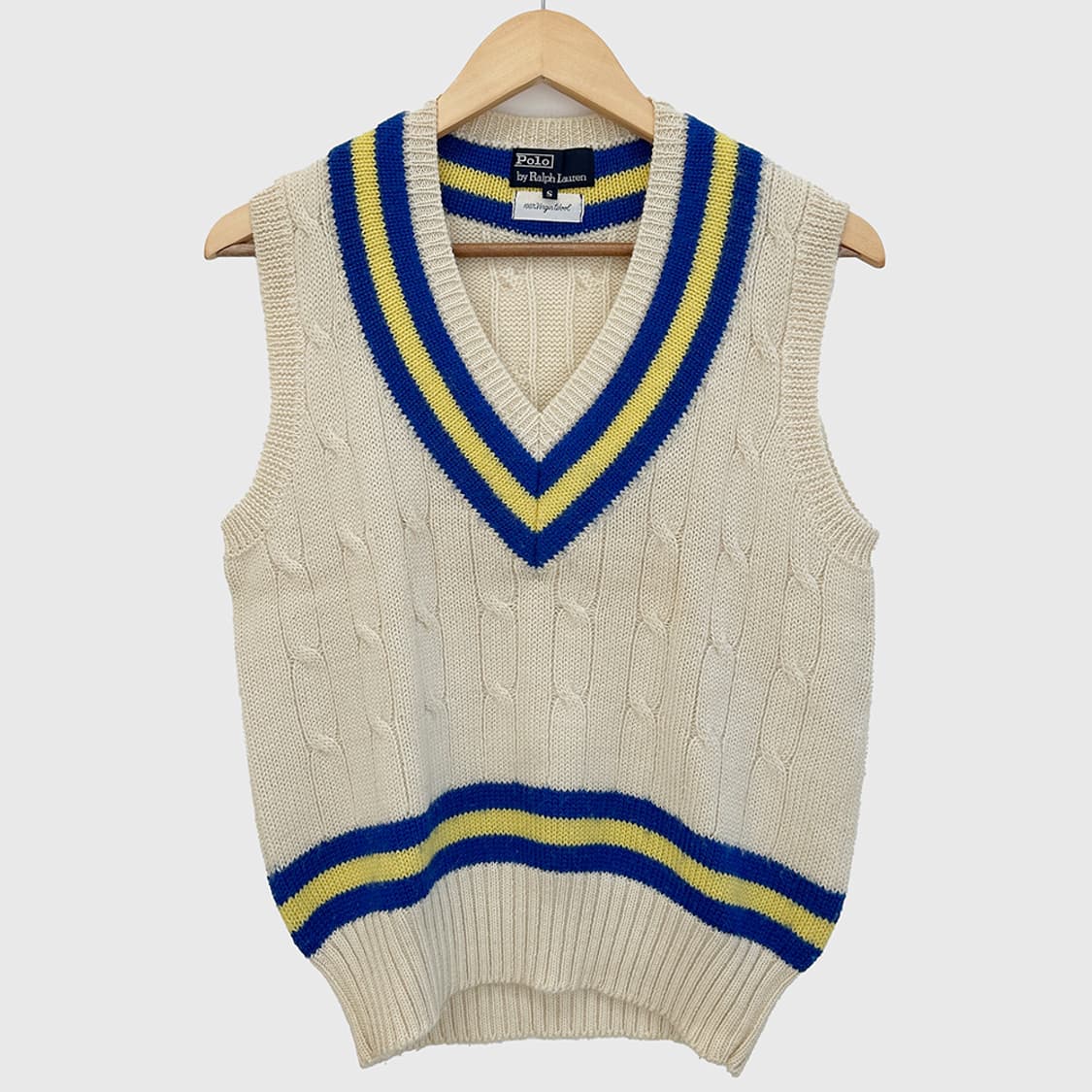 폴로 랄프로렌 울 100 크리켓 베스트 케이블 니트조끼 프레피룩 S 상품이미지1