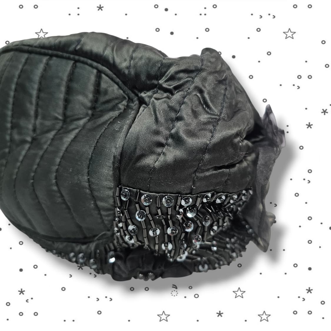 VTG 블랙 로즈 비즈 스팽글 핸드백 상품이미지8