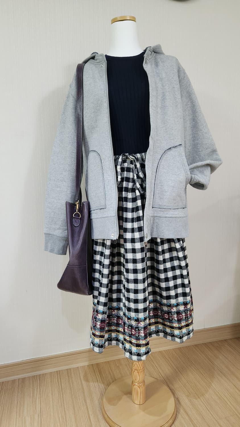 하구미 후드집업&니트& 체크치마 상품이미지8