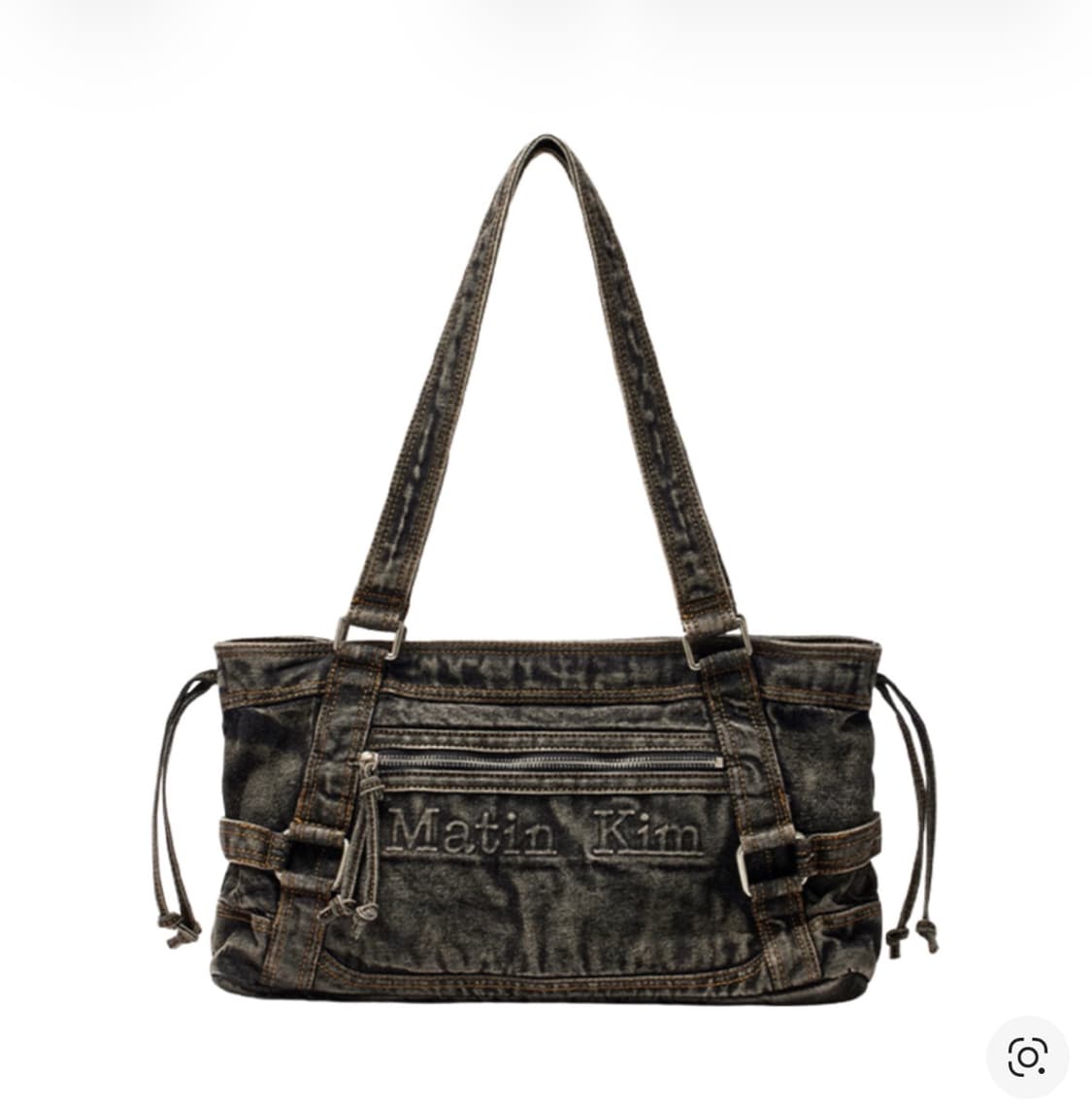 마뗑킴 워시드 데님 스퀘어 숄더백 블랙 상품이미지1