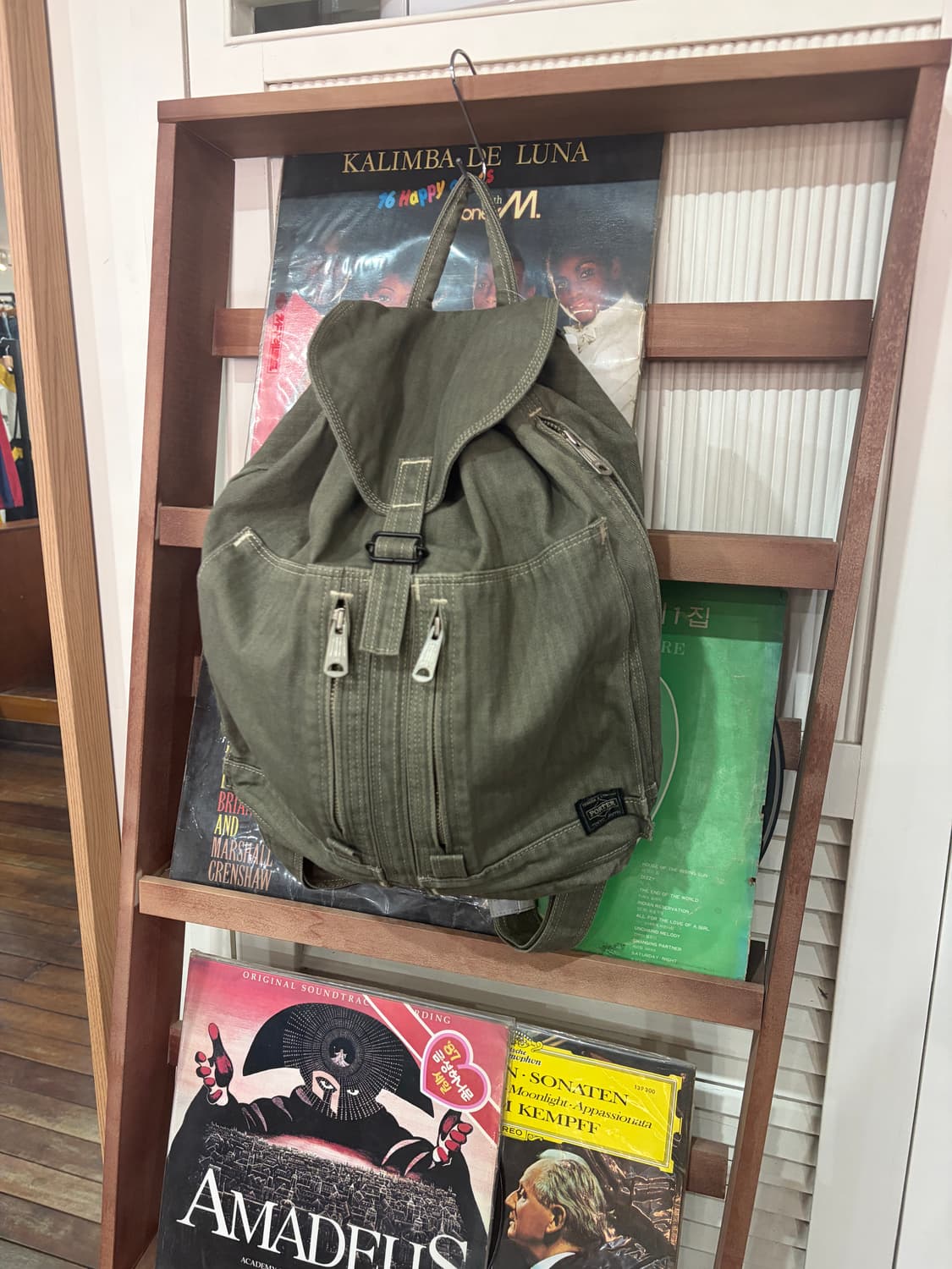 요시다 포터 헤링본 코튼 럭색 (Olive / Khaki)  상품이미지1