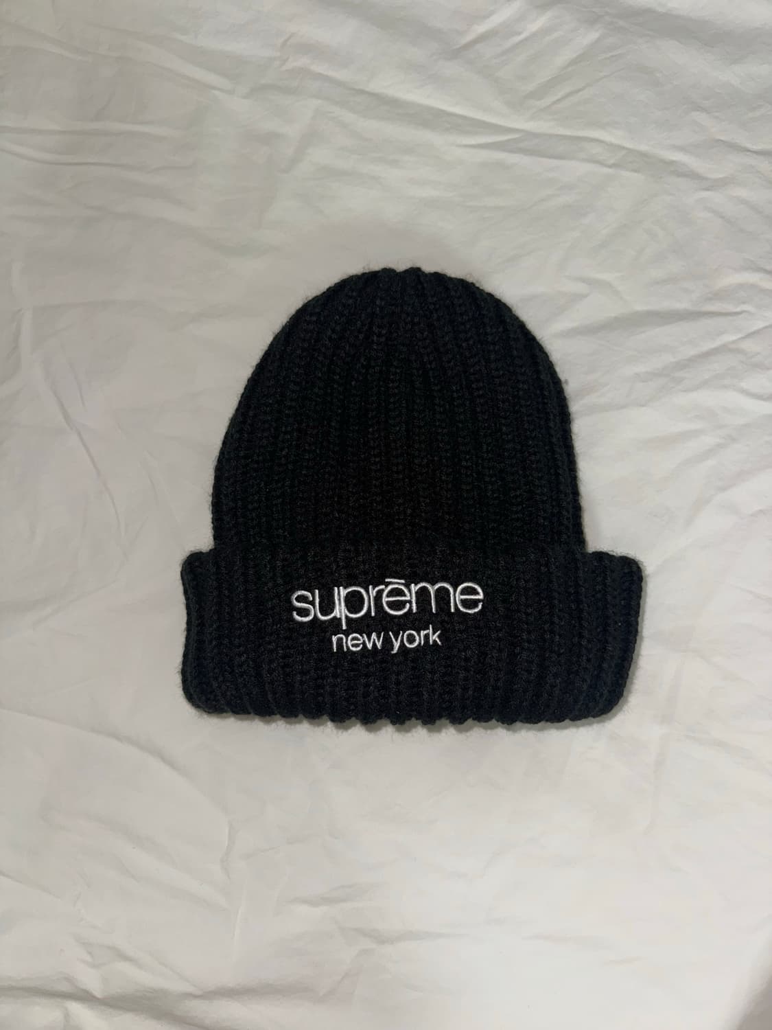 슈프림 클래식 로고 청키 립드 비니 블랙 상품이미지2