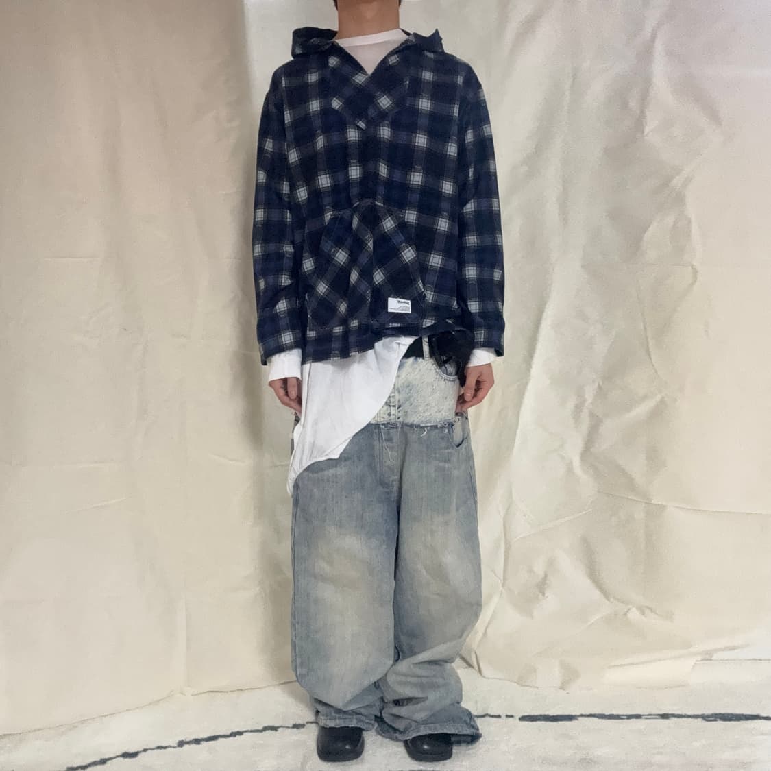 Schott Ombre Check Plaid Anorak Hoodie  상품이미지3