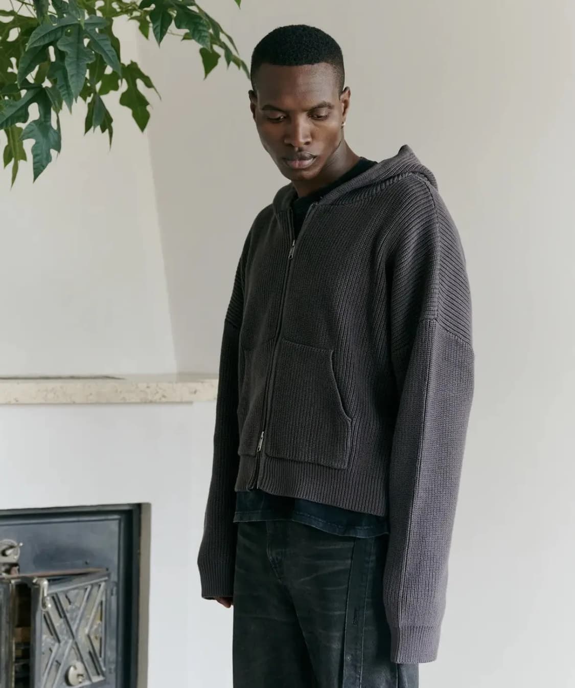 lac demure / 피셔맨 fisherman 니트 후드집업 / M 상품이미지3