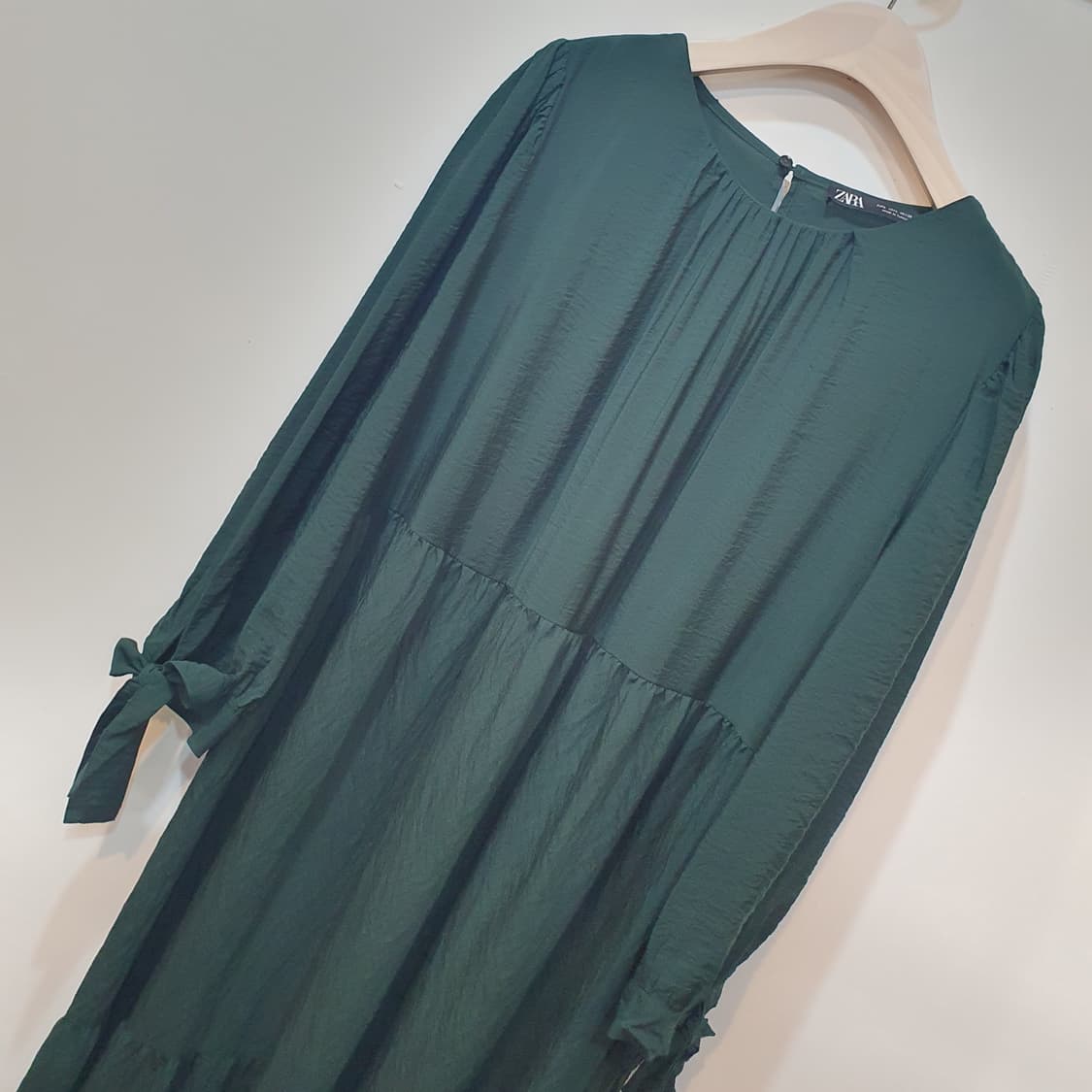 zara 비스코스 그린 롱 원피스  상품이미지2