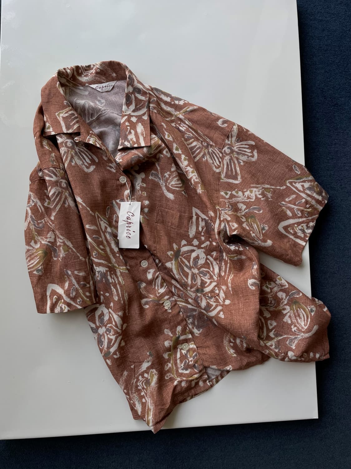 Rayon linen open collar H/S sh 상품이미지5