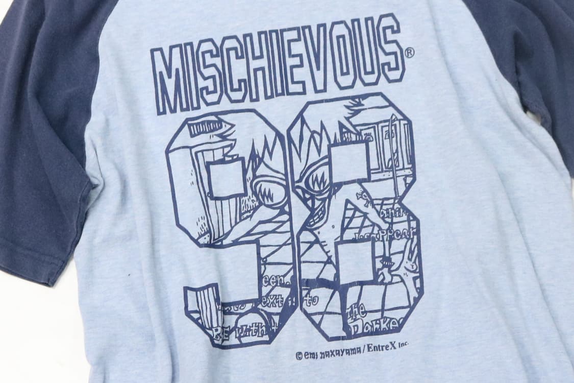 MISCHIEVOUS 미스치버스 빈티지 그래픽 래글런 티셔츠 (M) 상품이미지3