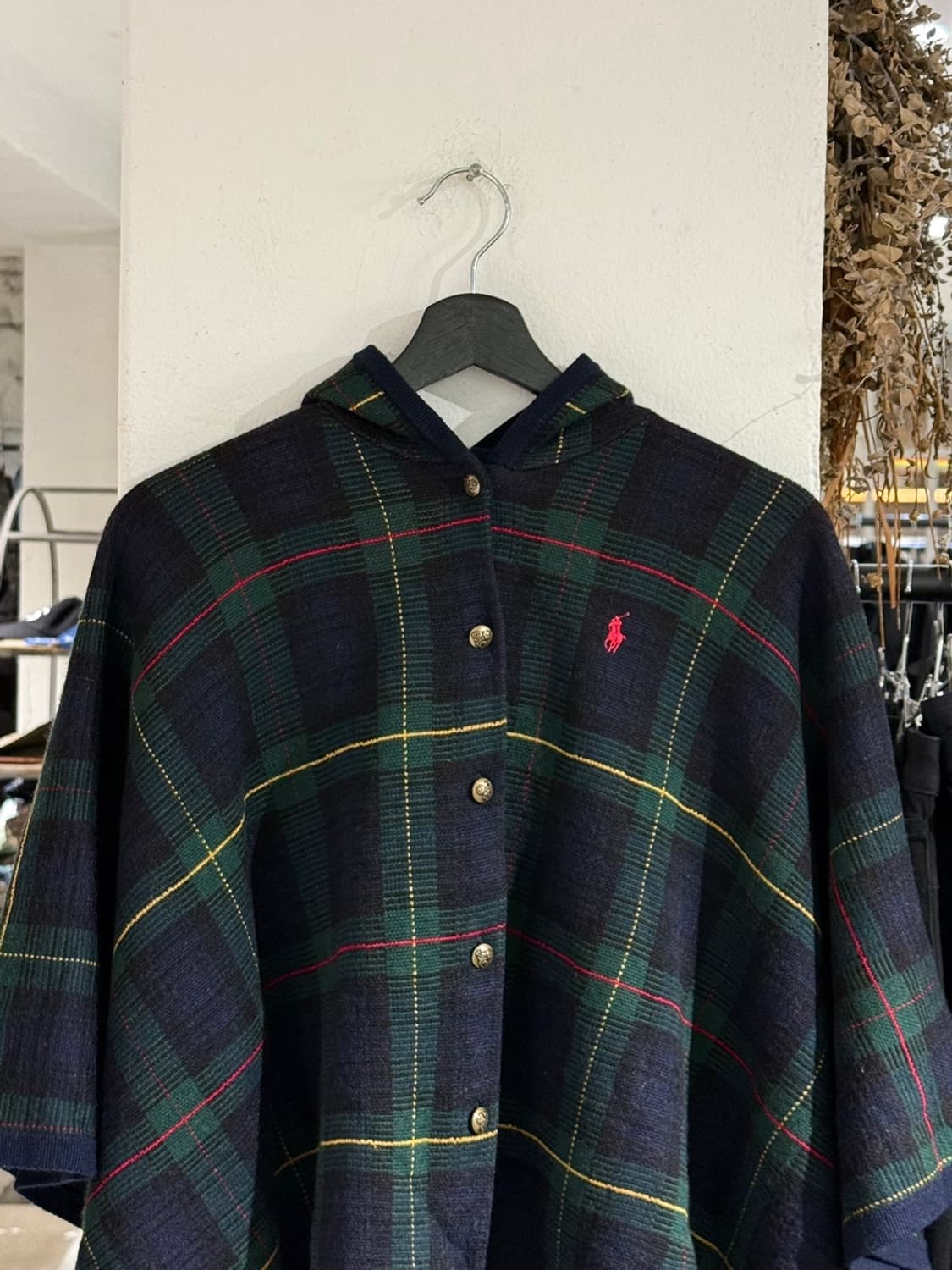 폴로 랄프로렌 키즈 울 혼방 체크 후드 판초 상품이미지4