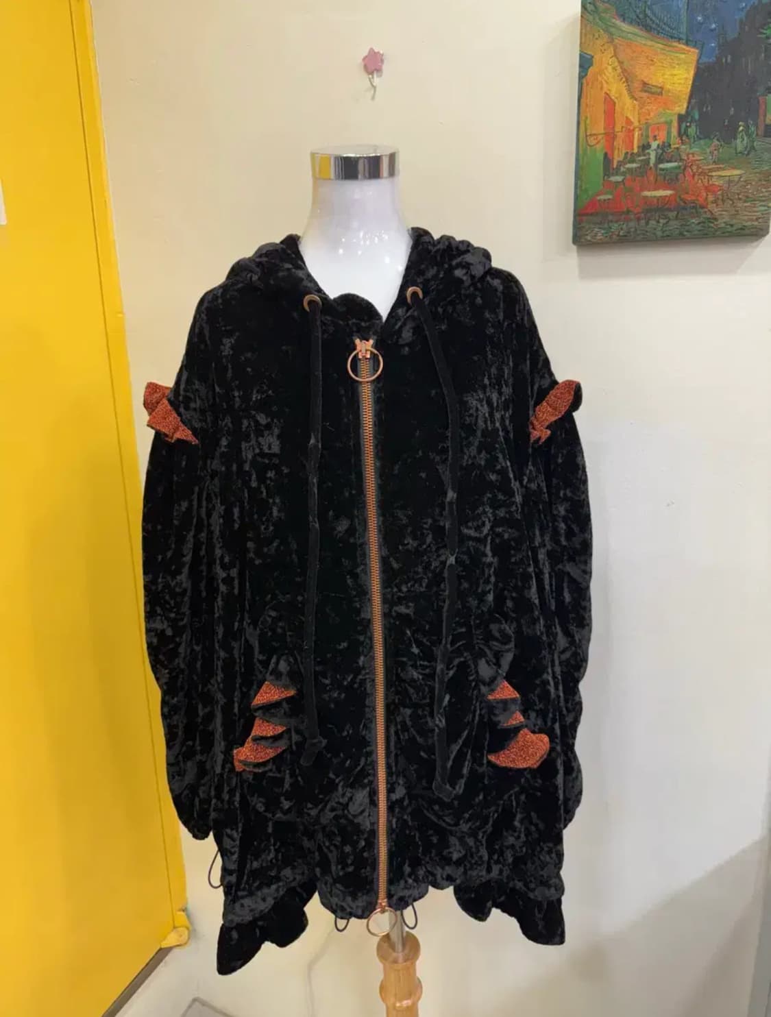 LUCKY CHOUETTE 벨벳 후드 집업 자켓 / 블랙빈티지 상품이미지2