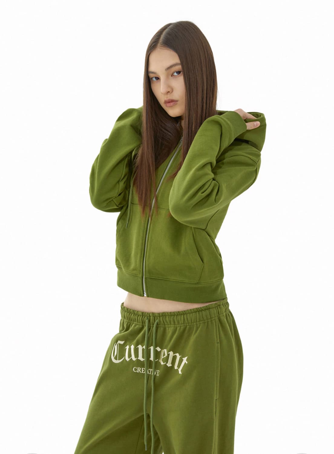 Current 커렌트 후드 져지 탑 라이트 그린 상품이미지1