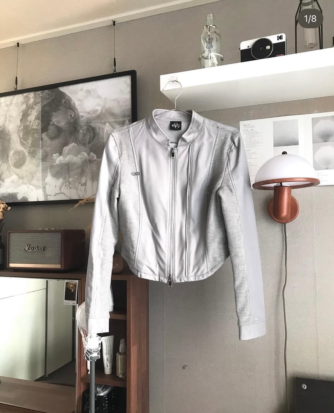 더블 지퍼 레더 자켓 & 치마 라이트 그레이 상품이미지3