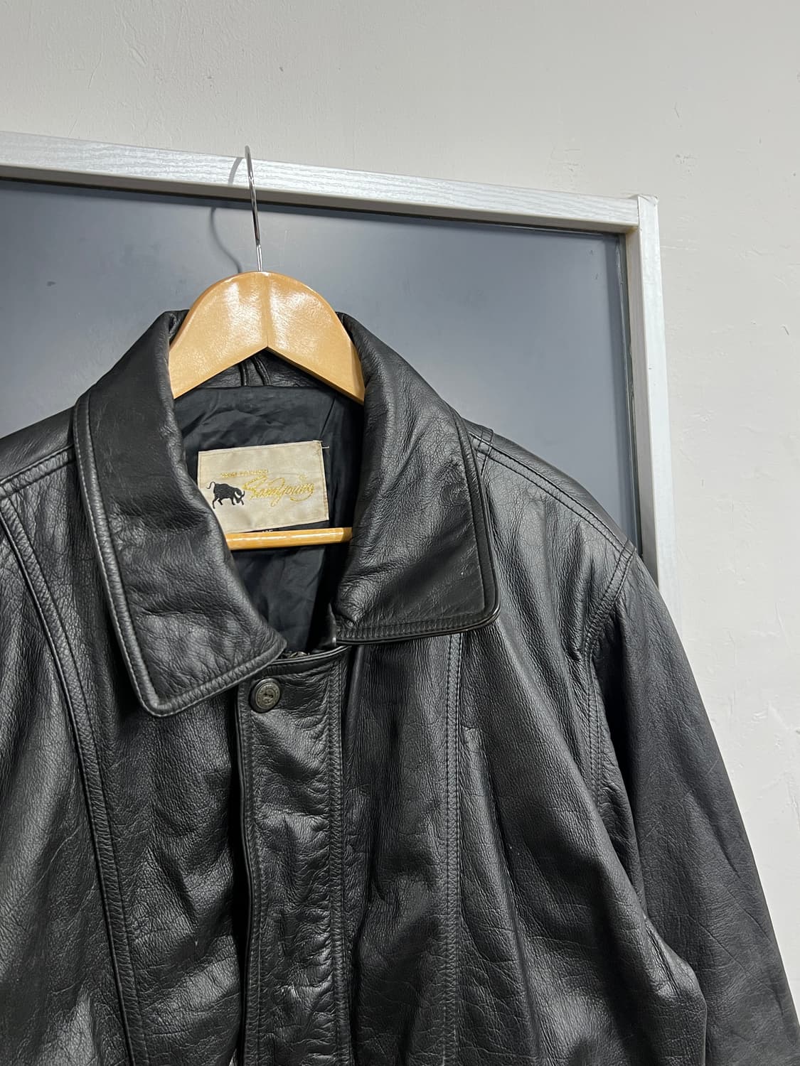 90s' Cow Leather Vintage 빈티지 블루종 소가죽 자켓 상품이미지2