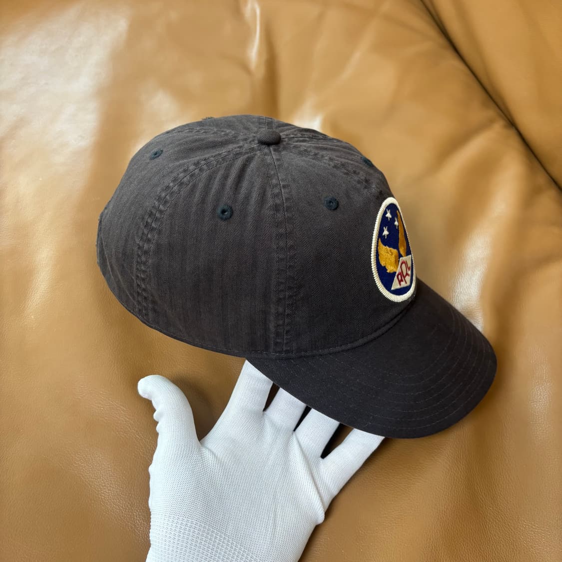 RRL 더블알엘 랄프로렌 폴로 윙로고 6패널 볼캡 모자 워시드 블랙 상품이미지3