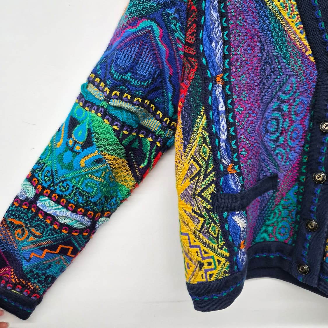 쿠지 멀티 컬러 3D 니트 가디건 남여공용 S 상품이미지2