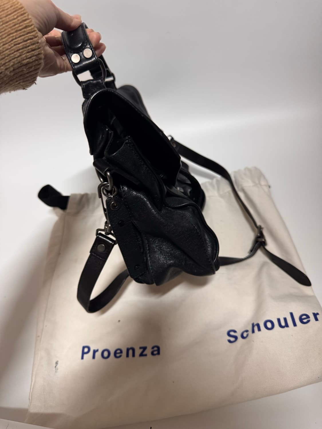 프로엔자슐러 블랙 레더 토트백 상품이미지2