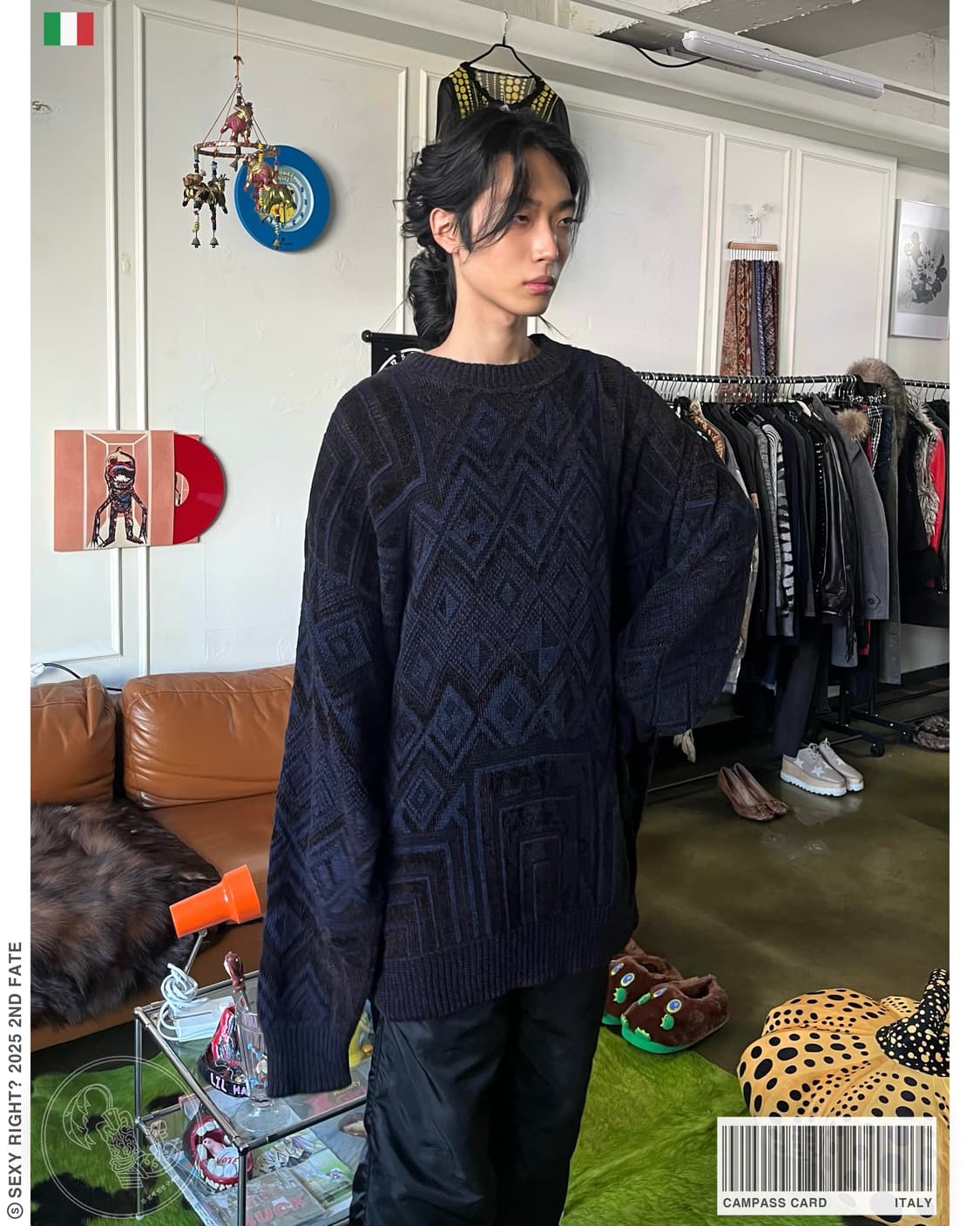 1980-90s Campass Card Italian Big Knit 상품이미지1