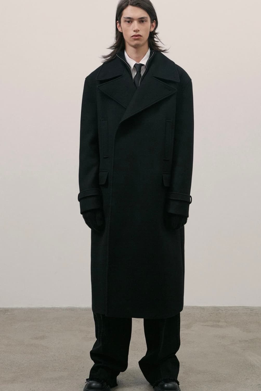 [1사이즈] 라벨아카이브 프리미엄 울 더블 브레스티드 코트 블랙 상품이미지1