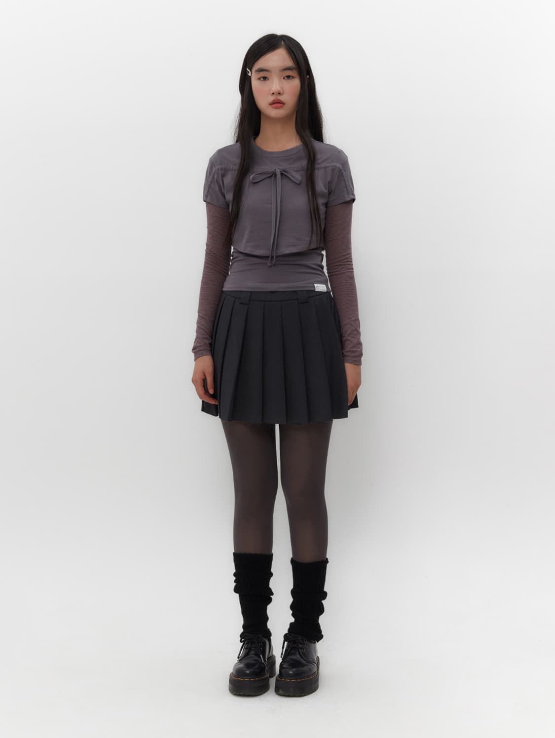 TM SYMBOL PLEATS SKIRT [CHARCOAL] 상품이미지2